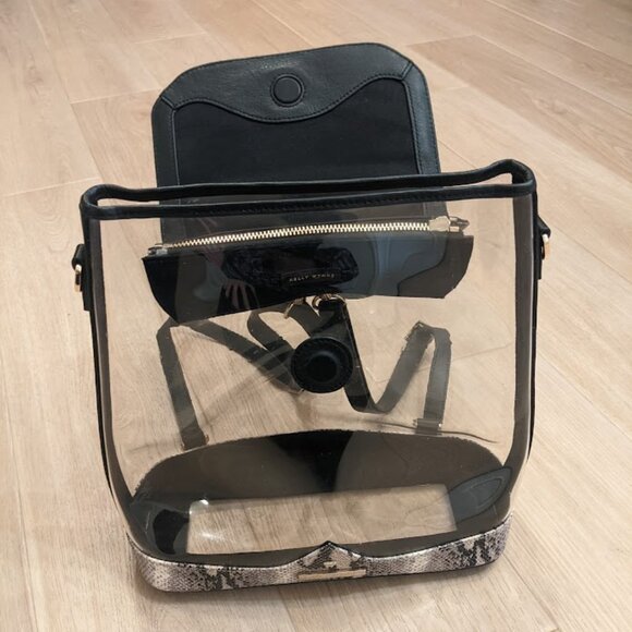 Kelly Wynne Clear BYO Backpack Snakeskin Leather Transparent Clear Stadium Bag - Picture 6 of 11